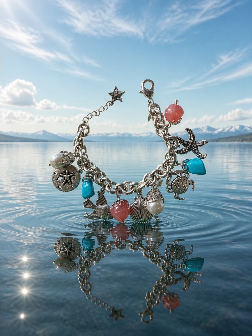 Beach life charm bracelet by Avon silver tone